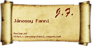Jánossy Fanni névjegykártya