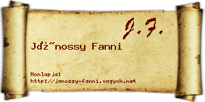 Jánossy Fanni névjegykártya